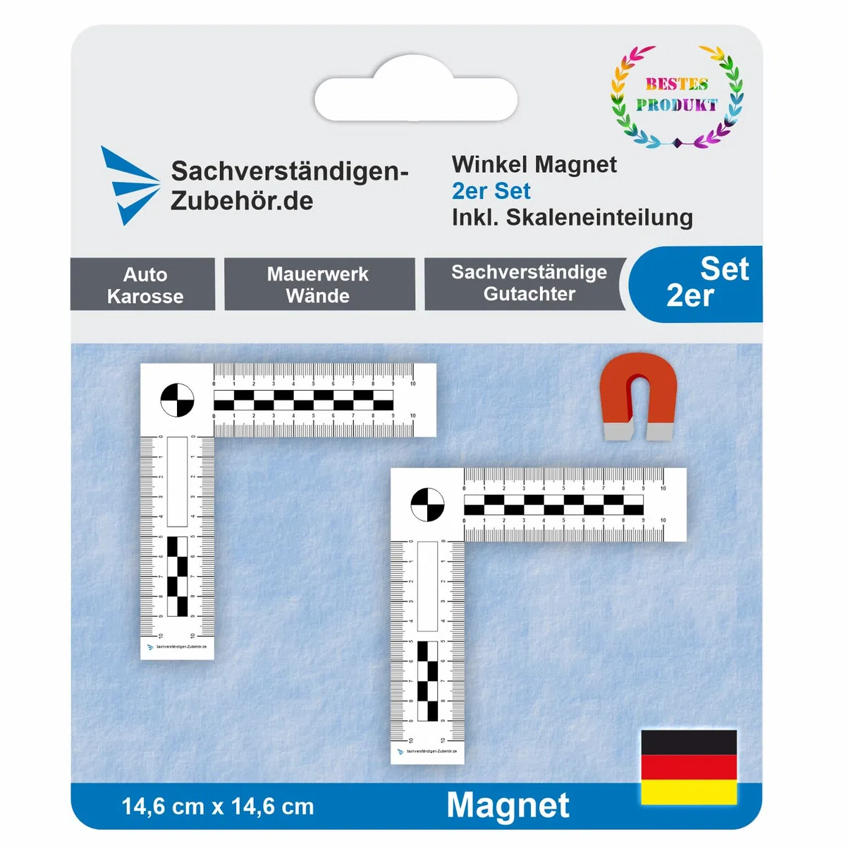 "Sachverständigen-Zubehör Tatortlineal Winkel | MAGNET | Gutachter Ausrüstung für Wertermittler | Spaltmaß Risslineal & Messwerkzeuge für Immobilienbewertung | Gutachten Autos KFZ