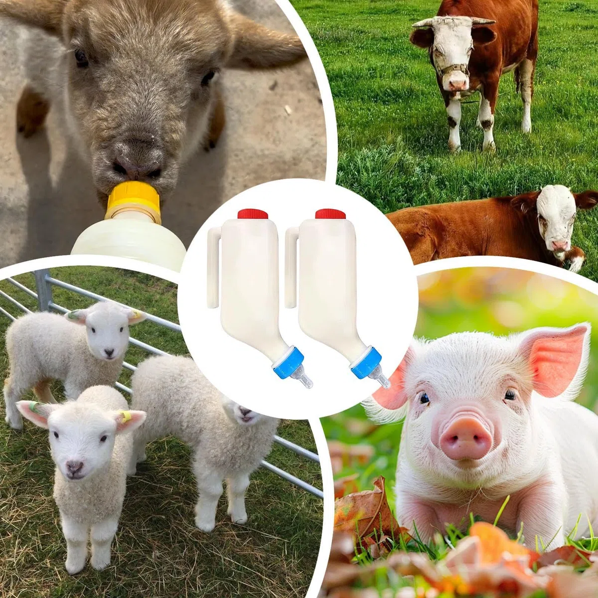 Luckxing Ziegenfütterungsflaschen, Zwei Flaschen Zum Füttern Von Lämmern, Tierpflegebedarf Mit Skala Und Griff Für Ziege Schaf Welpe Kleintiere
