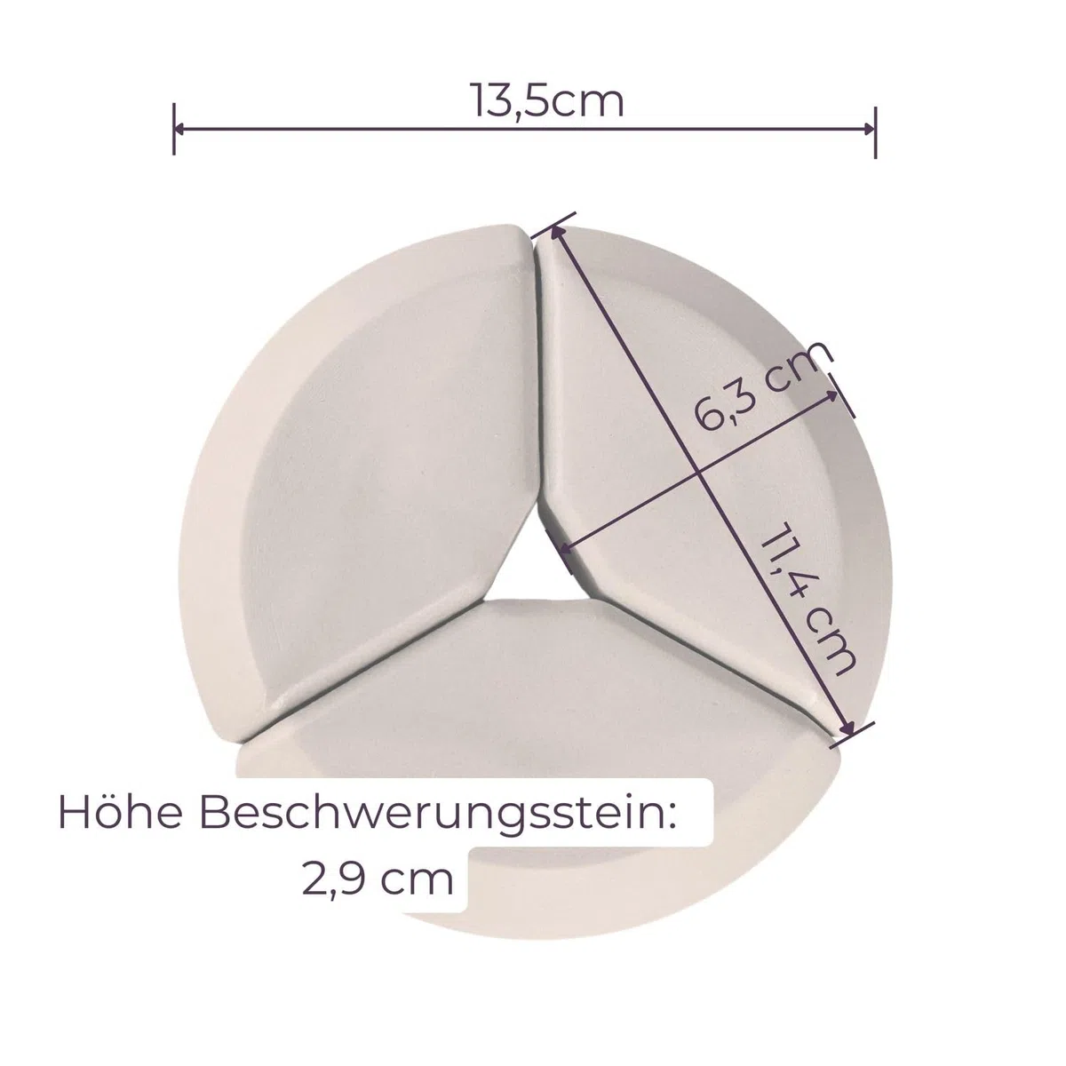 Beschwerungsstein zum Fermentieren/13,5 cm/3-teilig, passend für 3,4L Kombuchagläser und Weitere
