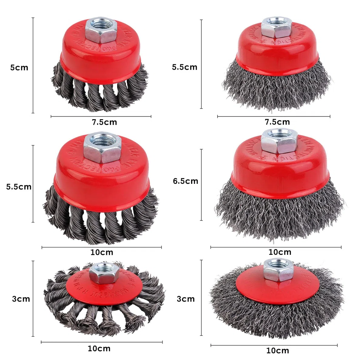 6 Stück Winkelschleifer Drahtbürste, Drahtbürste Flex mit Gewinde M14x2, Durchmesser 75mm/100mm Topfbürste Winkelschleifer, Zopfbürste für Schleifen, Entrosten, Reinigen