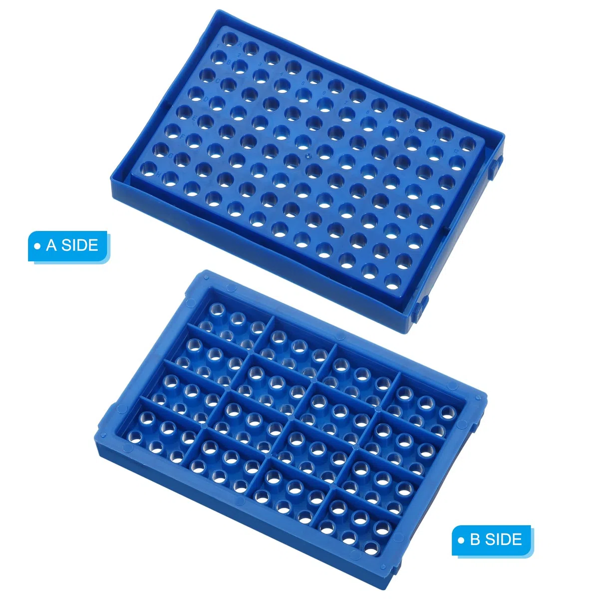 PATIKIL 96-Well PCR Tube Rack Für 0.2ml Teststreifen Röhrchen 4 Stücke Wasserdichte Röhrchen Füllschale Zentrifugenröhrchen Halter Blau