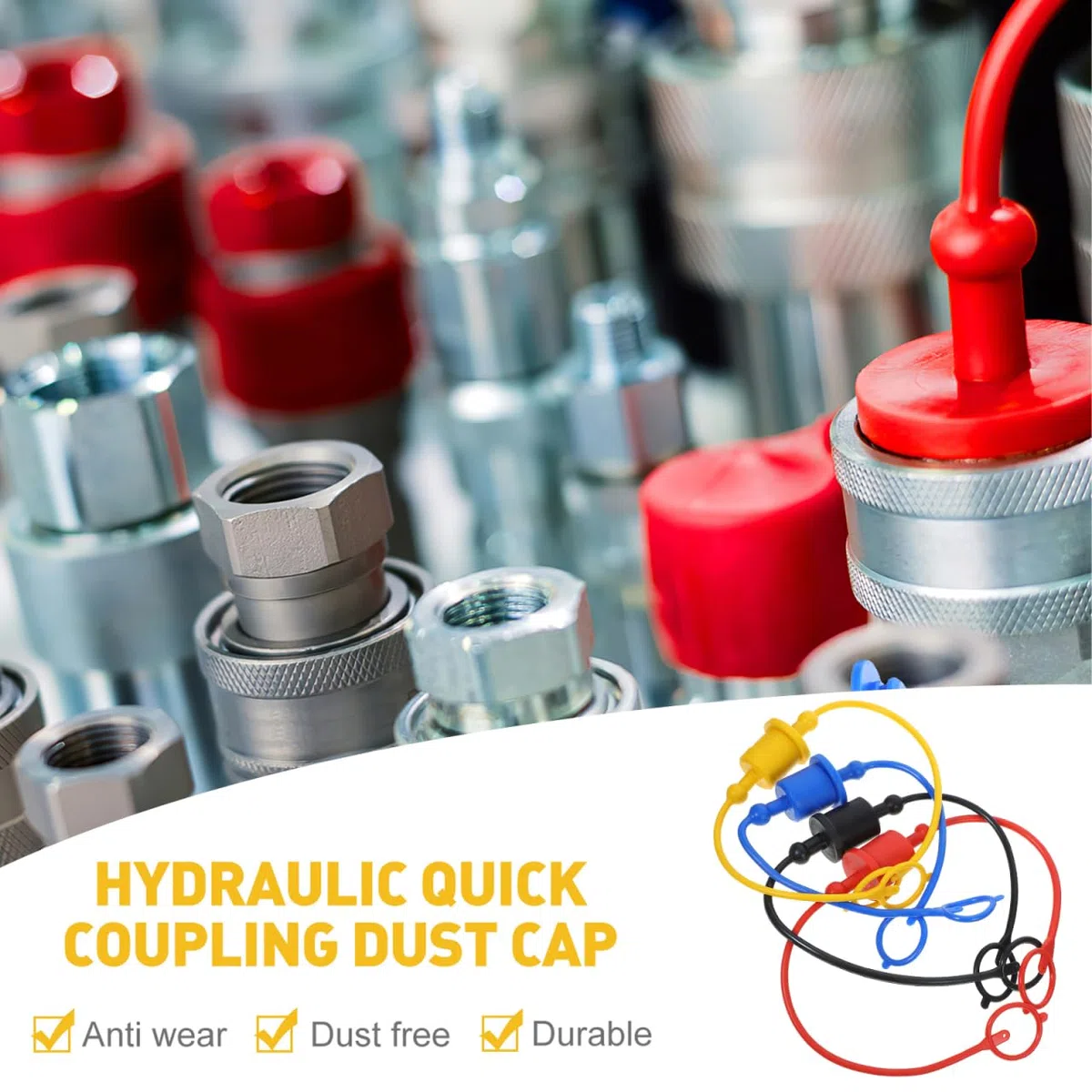 Healeved Hydraulikkupplungsabdeckungen 1/2 Zoll 8 StüCk Hydraulik Staubkappen Kunststoff Schutzkappen FüR Schnellkupplung Hydraulikschlauchkappen Staubschutz Kappen