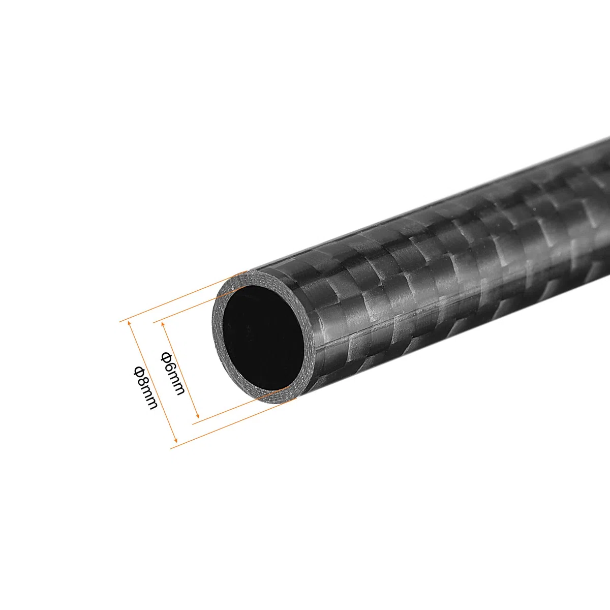 sourcing map 2Stk.Carbonfaser Rundrohr 8x6x330mm 3K Roll Eingewickelte glänzende Oberfläche für RC Airplane Quadcopter