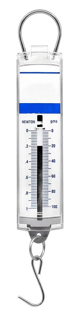 Utoolmart Edelstahl-Panel Federwaage Waage 1N Acrylkörper S-förmiger Haken Mechanisches Experimentierinstrument für Labors Unterricht Aktivitäten 1 Stück