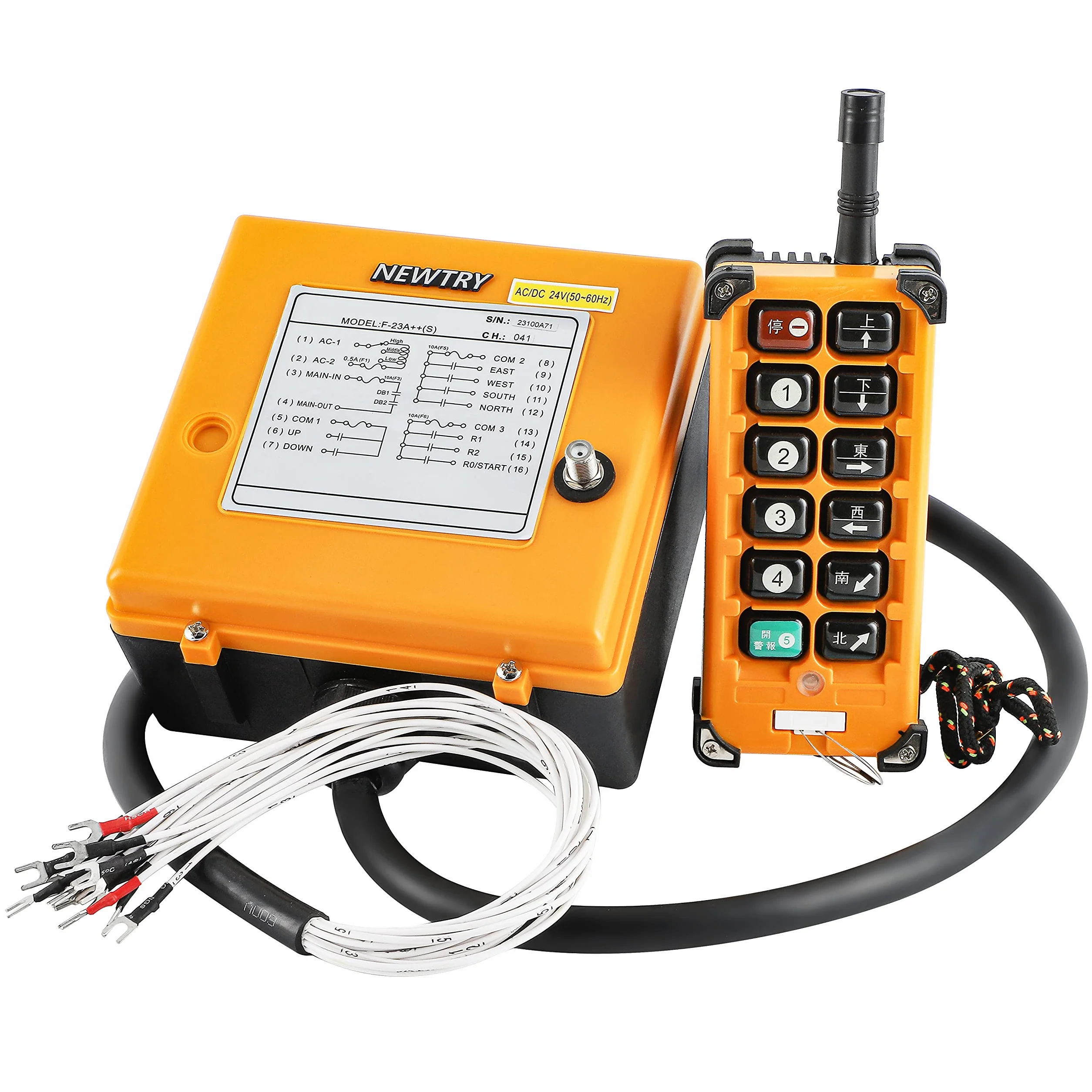 NEWTRY Drahtlose Kranfernbedienung Hohe Qualität Sender und Empfänger für Industriehebezeug, Laufkran (+ DC 24V Empfänger)