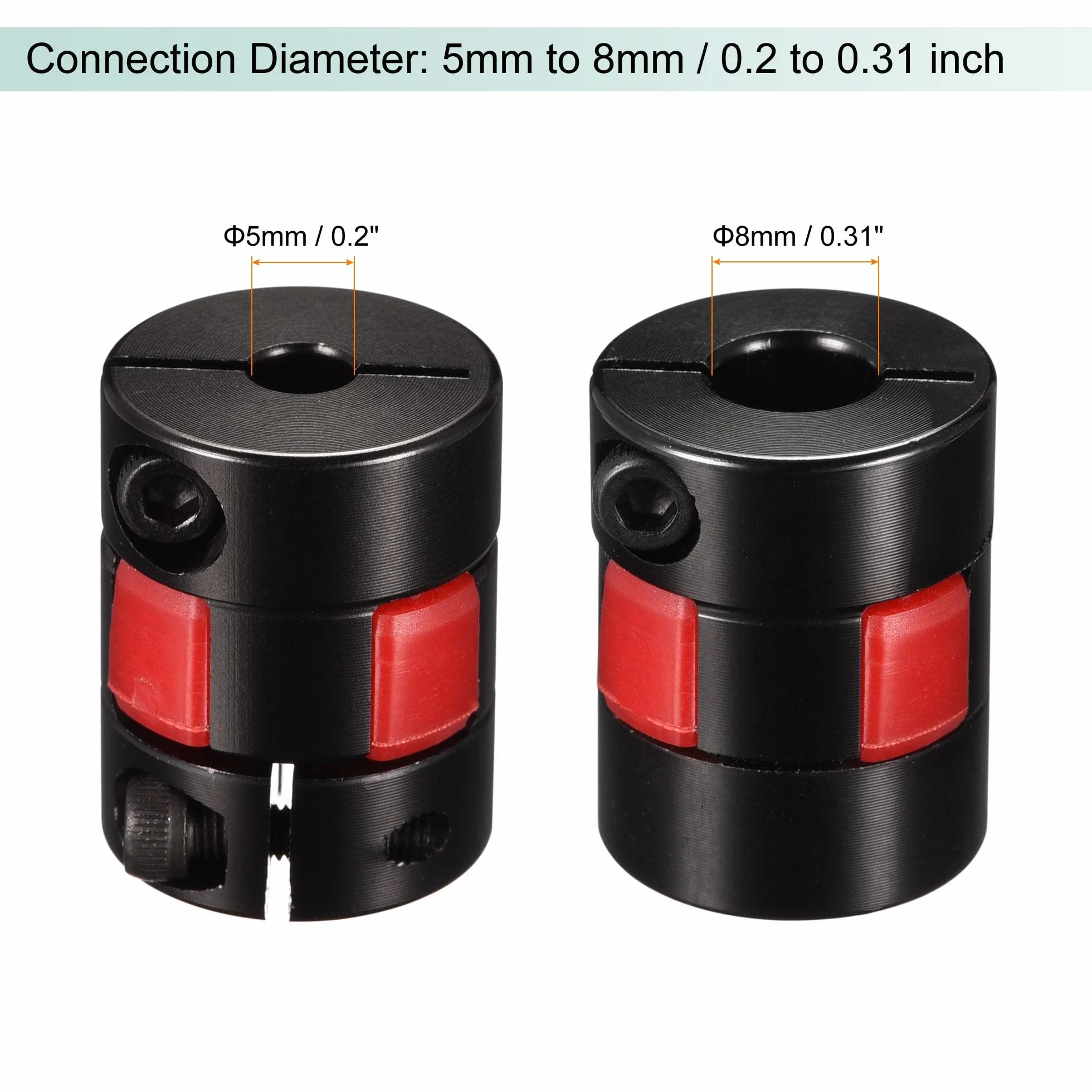 sourcing map 2Stk Wellenkupplung 5mm zu 8mm Bohrung L25xD20 Aluminiumlegierung Flexibel Kupplungsgelenk für Servo Schrittmotor