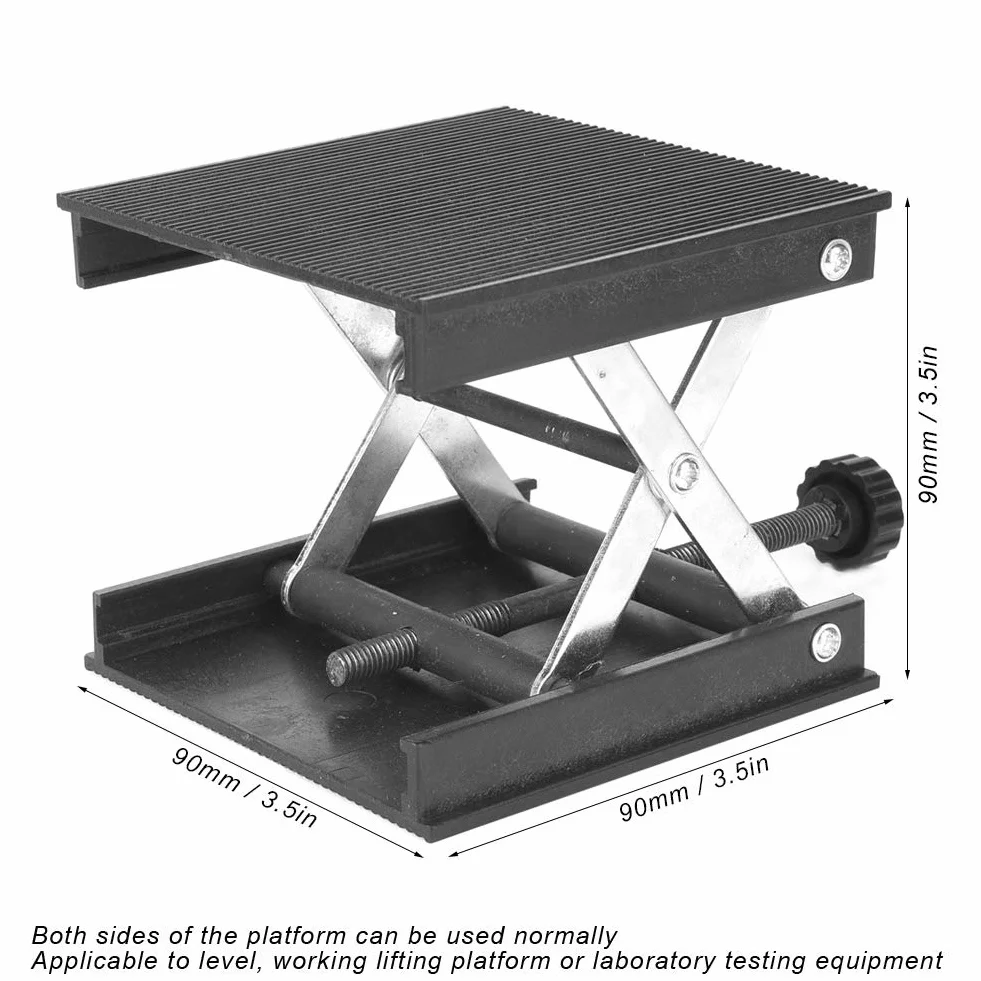 Akozon Lab Jack Stand Tischlift Latory Lift Aluminiumoxid Lab Stand Lifter Wissenschaftliche Scherenhubplattform 90 x 90 mm