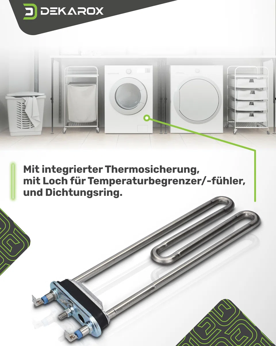 Heizelement 2000W 230V für Bosch Siemens 12042284 12024403 12029196 für Waschmaschine wie iQ100 iQ300 Maxx Classixx Logixx varioPerfect iSensoric Extraklasse Siwamat