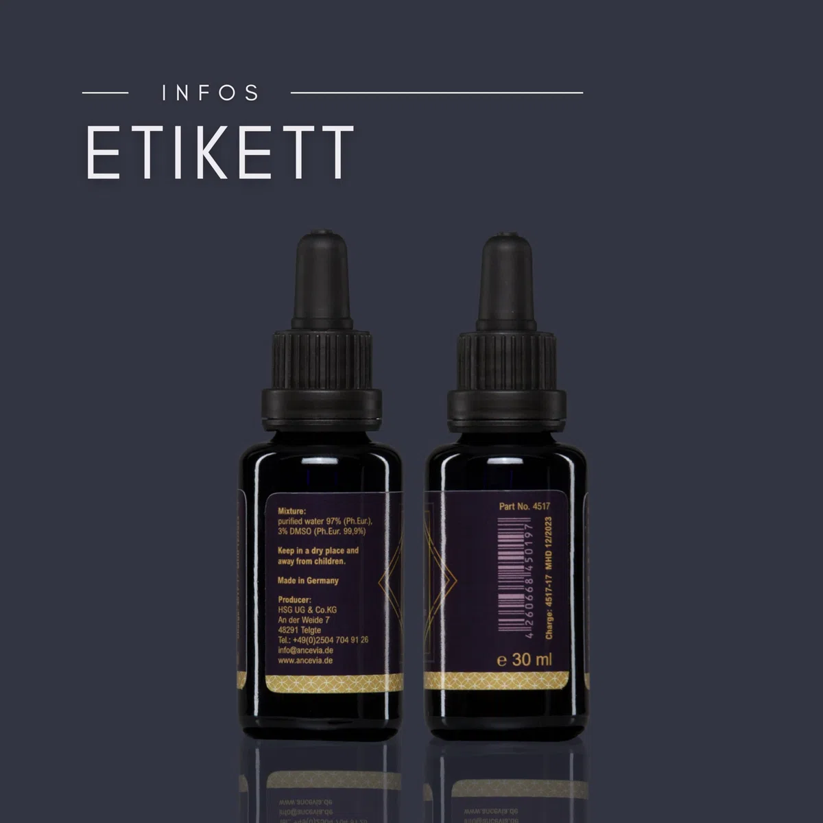 ANCEVIA DMSO 3% Tropfen - mit Pipette 30 ml DMSO Lösung 3 Prozent - Pharmazeutische Qualität - Verdünnte traditionelle Formel - Präzise Dosierung - In MIRON Violetglas