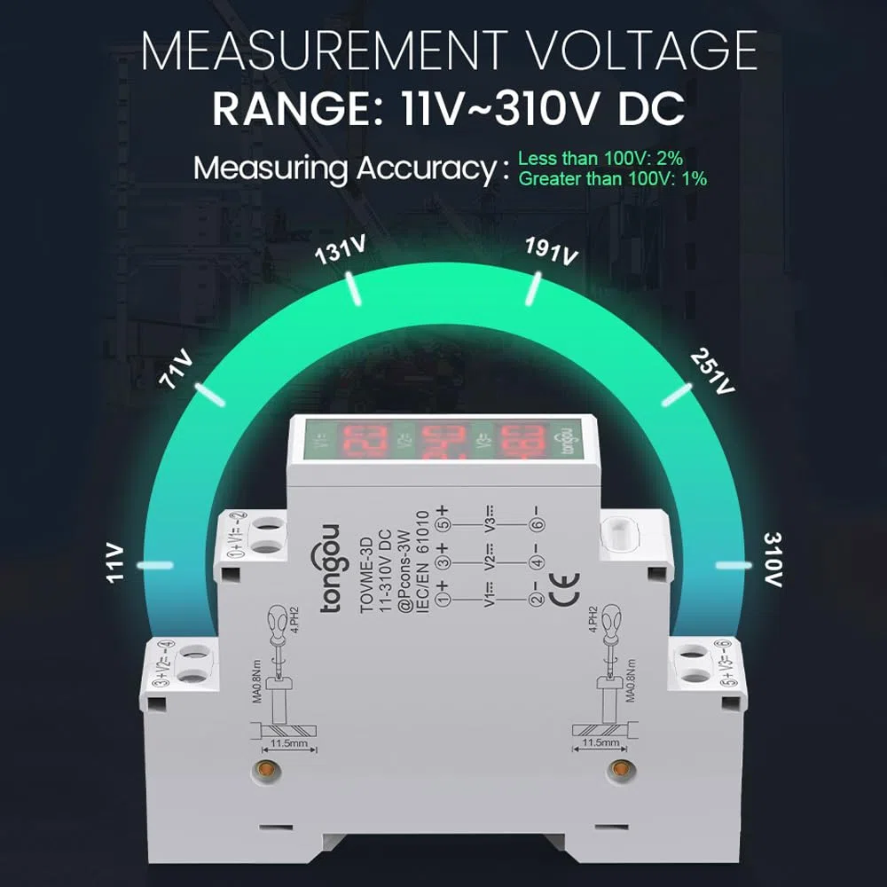 Tovme 2D DC Voltmeter DC11V 310V Digital Display LED Smart Mess (Tovme-1d)