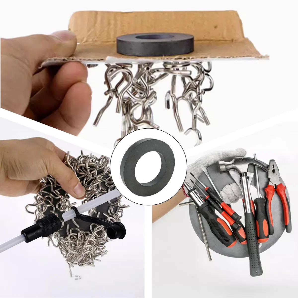 Aicharynic 10 Stück Ringmagnet, Ø 45 mm x 22mm x 8 mm Ferrit Ringmagnet mit Loch, Magnetring Strapazierfähig Ringmagnete Magnet Scheibe mit Loch Ring für Industrie, DIY, Basteln, Wissenschaftsprojekte