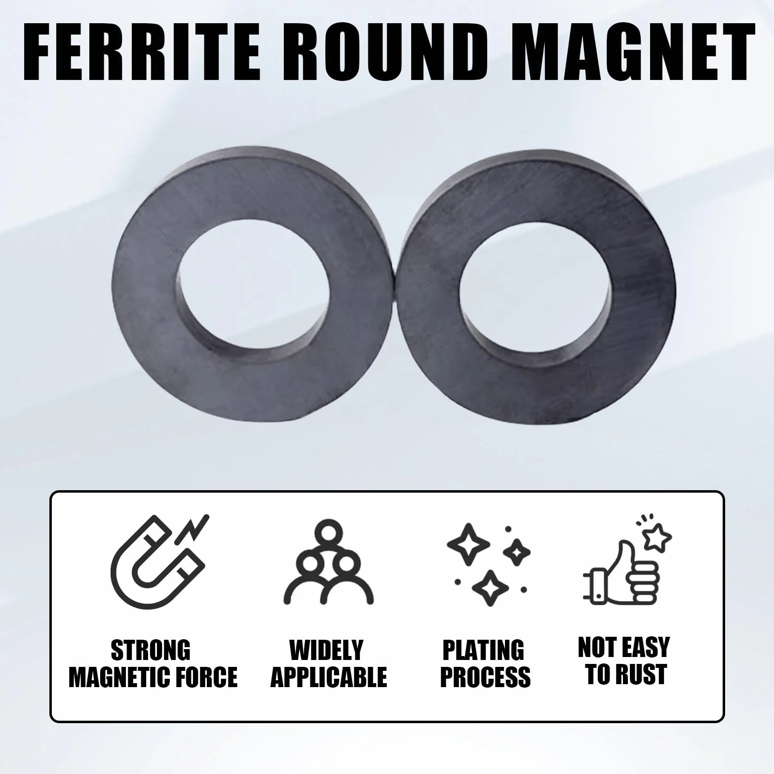 Aicharynic 10 Stück Ringmagnet, Ø 45 mm x 22mm x 8 mm Ferrit Ringmagnet mit Loch, Magnetring Strapazierfähig Ringmagnete Magnet Scheibe mit Loch Ring für Industrie, DIY, Basteln, Wissenschaftsprojekte