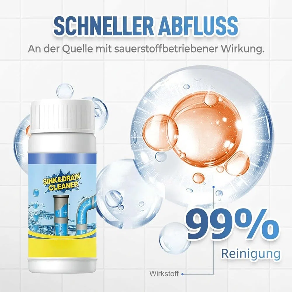 2026 Neu Abflussreiniger Extra Stark, Effizientes Ausbaggern Toilettenreiniger, Rohrreiniger WC Schaumreiniger Extrem Stark, Geeignet für Reinigung von Toiletten Bodenabläufen Küchenrohren (1 Stück)