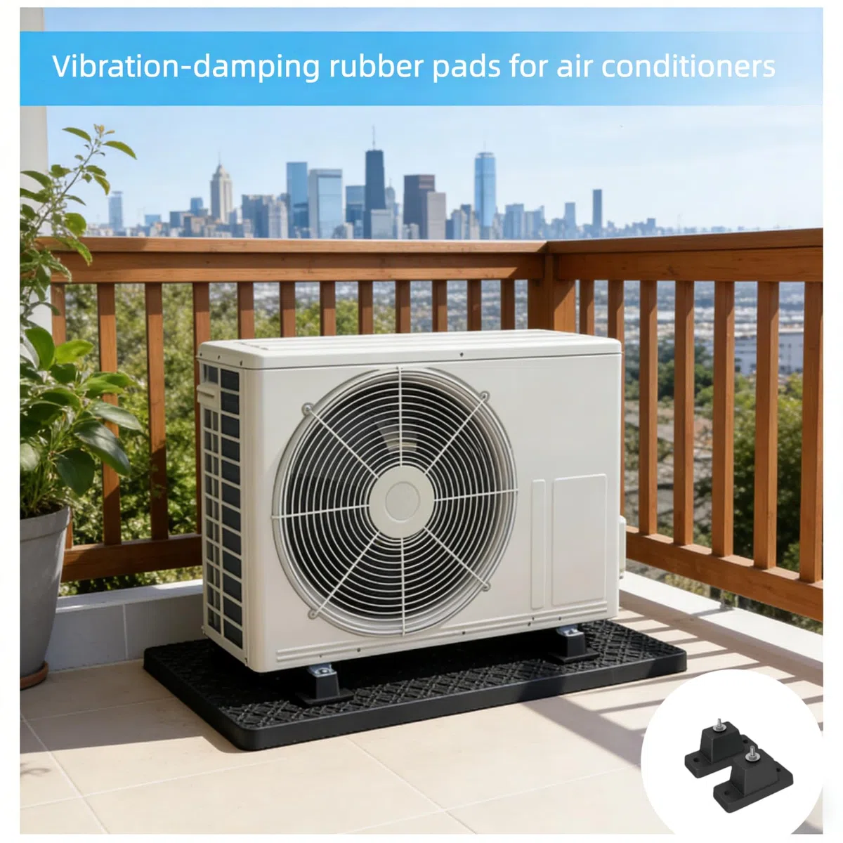 Ummilager Klimaanlagen Schwingungsdämpfer, 4 Stück Vibrationsdämpfer für Klimaanlage, Gummidämpfer Set für Außengeräte, stabile Dämpfungssockel zur Reduzierung von Lärm & Vibrationen