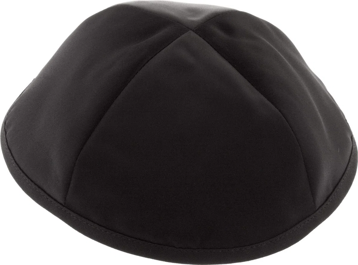 Einweg-Kippah aus Satin, 4 Paneele, ohne Futter, Schwarz, 18 cm, Schwarz, 18cm