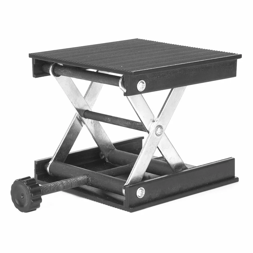 Akozon Lab Jack Stand Tischlift Latory Lift Aluminiumoxid Lab Stand Lifter Wissenschaftliche Scherenhubplattform 90 x 90 mm