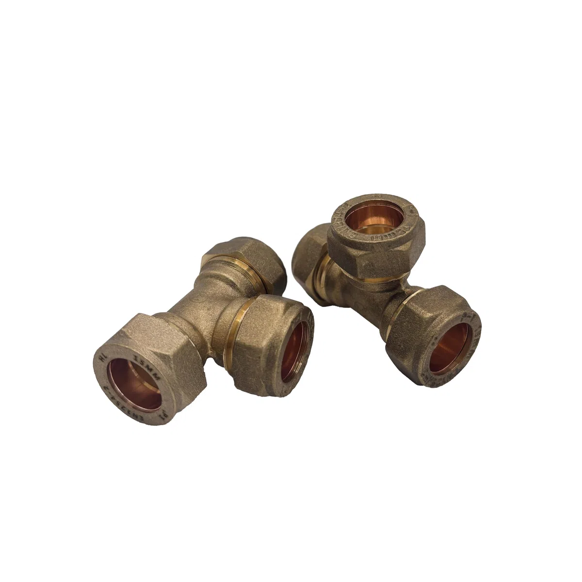 PlumbEZ WRAS-zugelassene 15 mm Messing-Kompressions-T-Armaturen – 2 Stück robuste T-Rohrverbinder für Kupfer-, Kunststoff- und Chromrohre – hitzefreie Installation, auslaufsichere