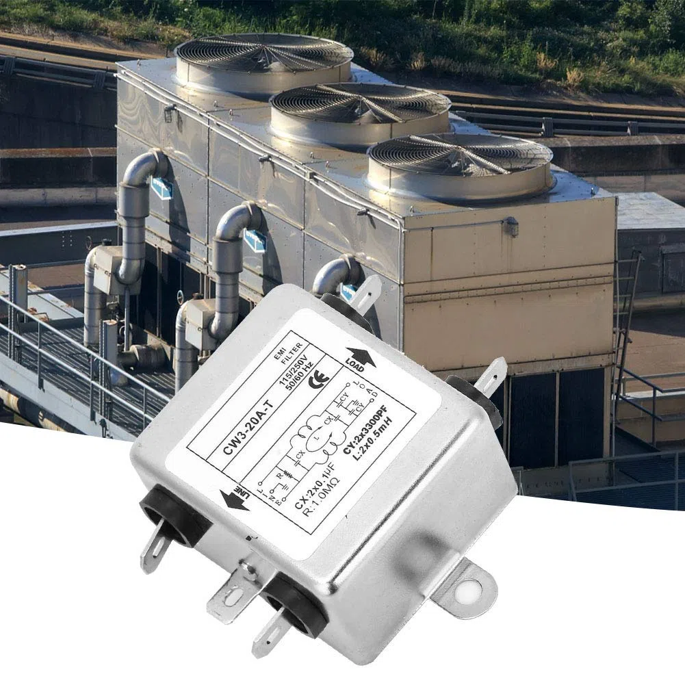 Netzfilter 230V, CW3-20A-T, Netzfilter Einphasenfilter, EMI-Leistungsfilter, 115V / 250V 20A 50 / 60Hz, Elektromagnetische Interferenzfilter