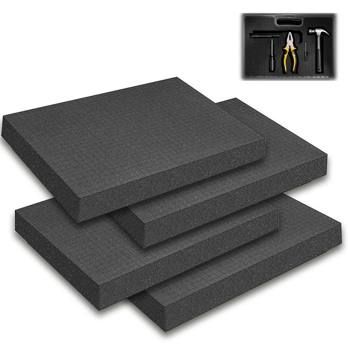 4 Stück Schaumstoff Zuschnitt, 400x300x25mm Rasterschaumstoff Hochwertiger Schaumstoffeinlage Werkzeugkoffer Kamerakoffer Schaumstoff für Verpackung Lagerung DIY Transport
