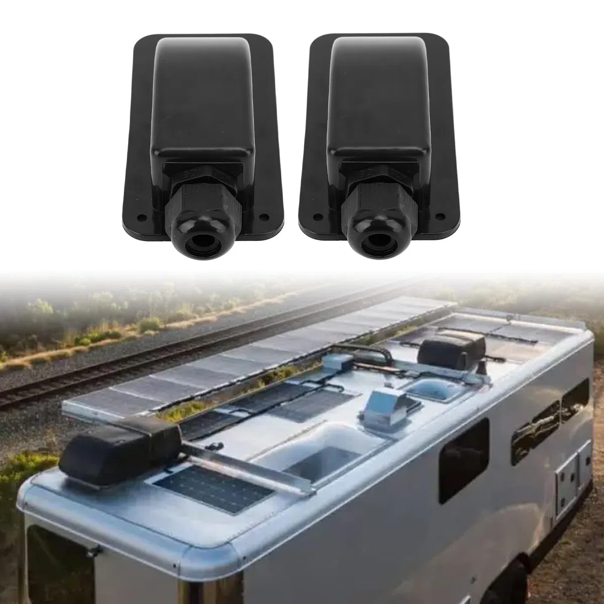 Solar-Kabeleinführungsverschraubung, Wasserdichter Tropfenförmiger Anschluss für 6 Mm²-12 mm² Kabel, Wohnmobil, Boot, Yacht, Dach für Wohnmobil (Black)