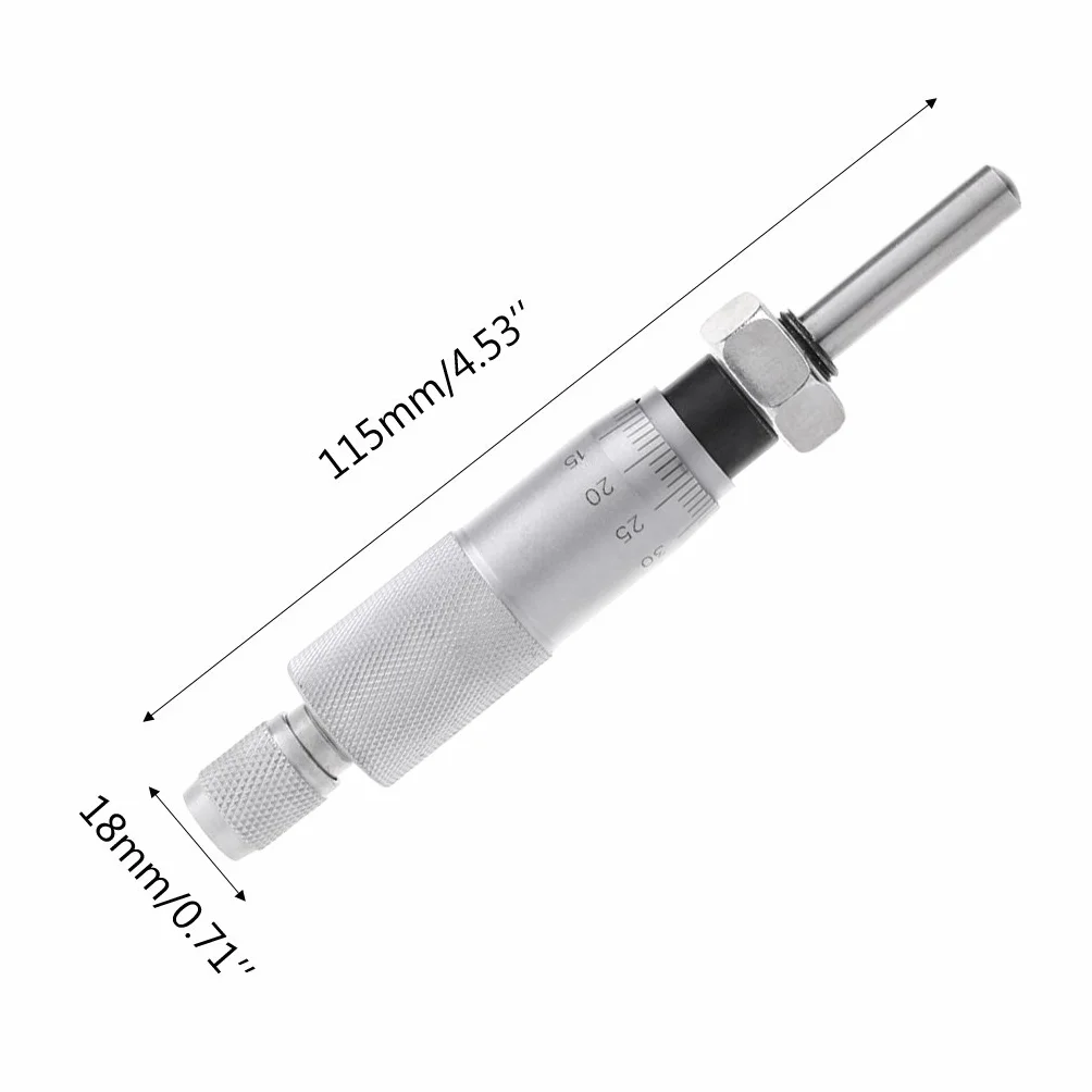Hochgenaues Mikrometer, rund, Nadelart, Gewindemikrometer für Kopfmessung, Messwerkzeug, 0–25 mm, Metallmessgerät