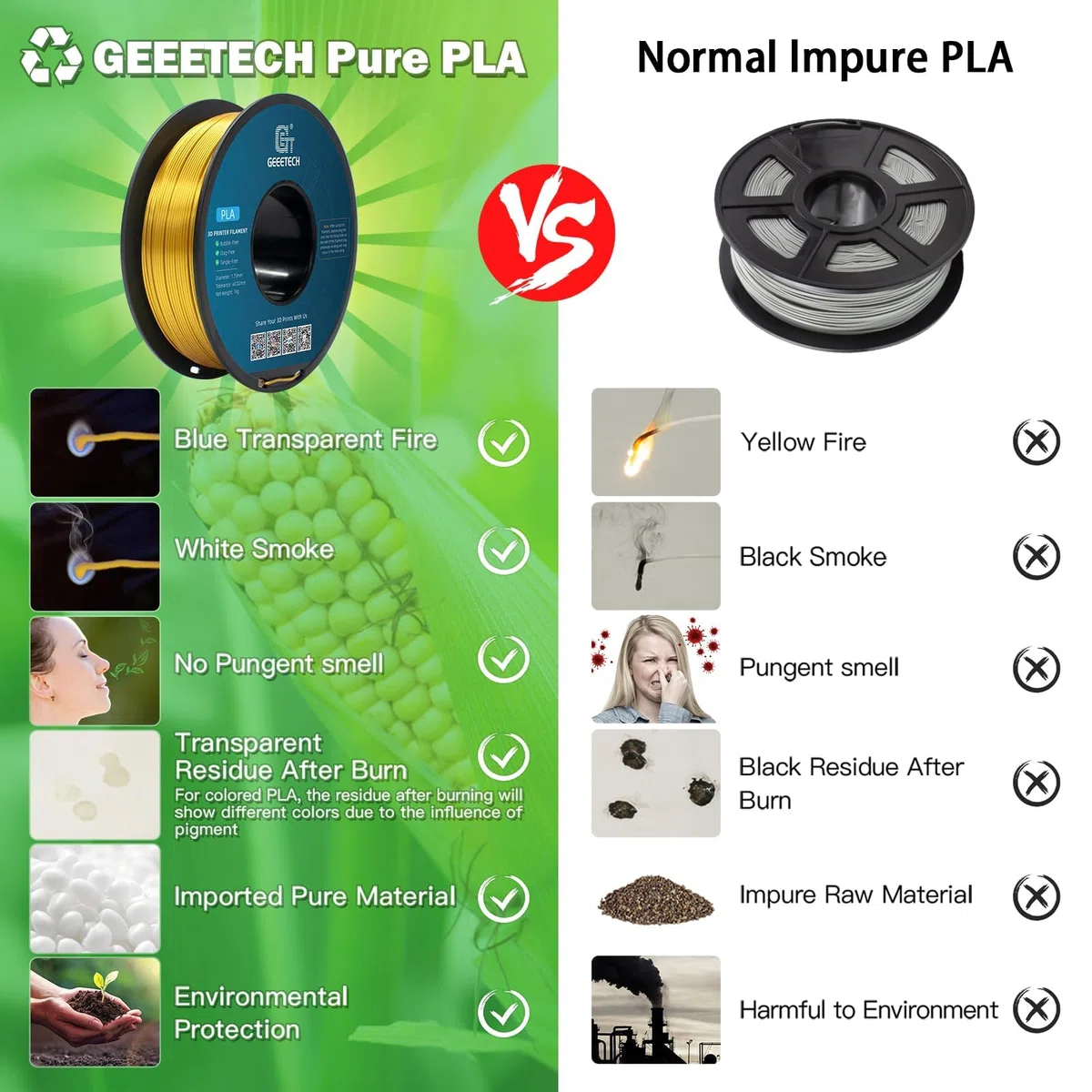 GEEETECH PLA filament 1,75mm Silk Gold für 3d Drucker 1KG Spool