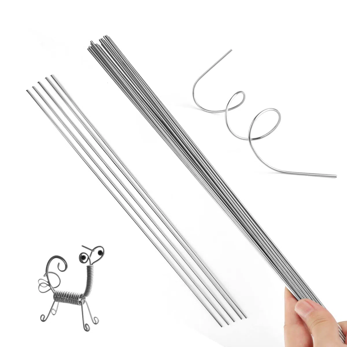 30 Stück Edelstahl Federdraht, Basteln Edelstahldraht, Vollschaftstäbe Edelstahl Draht, Gerader Federdraht für DIY, Modellbau, Angelzubehör und Handwerksprojekte (2mm x 400mm)
