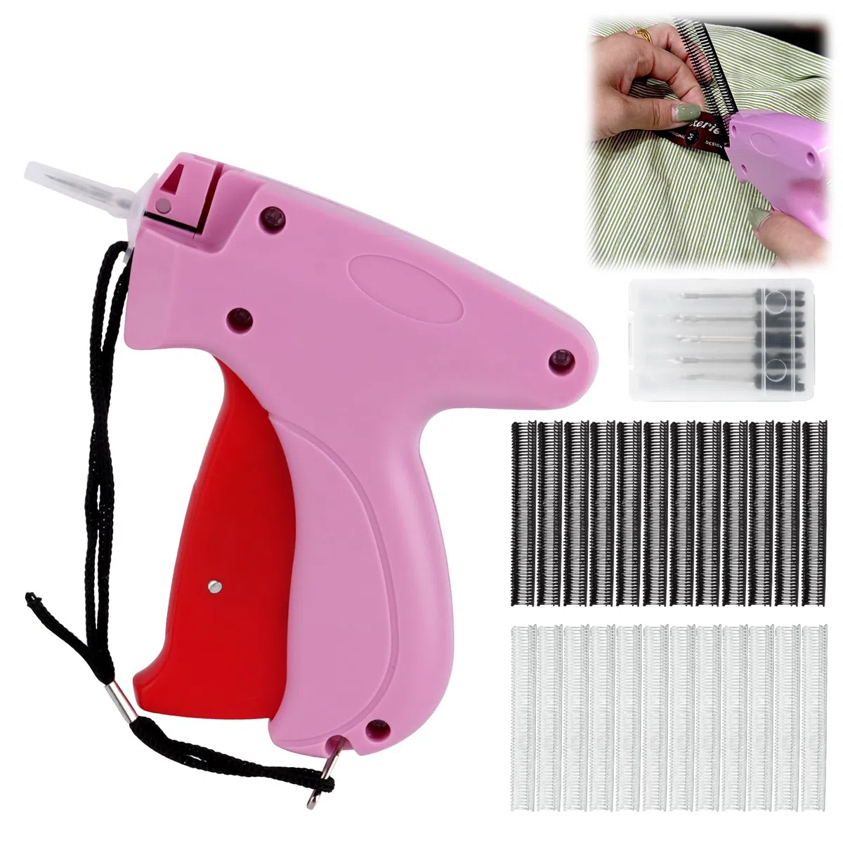 TNOMSNO Kleidungsfixiergerät, Stitchy Pistole mit 5 Nadeln und 1000 Plastiknadel, Speedy Clothing Fixer, Fixiergerät Kleidung Zum Nähen von Kleidung und Etikettieren von Kleidung