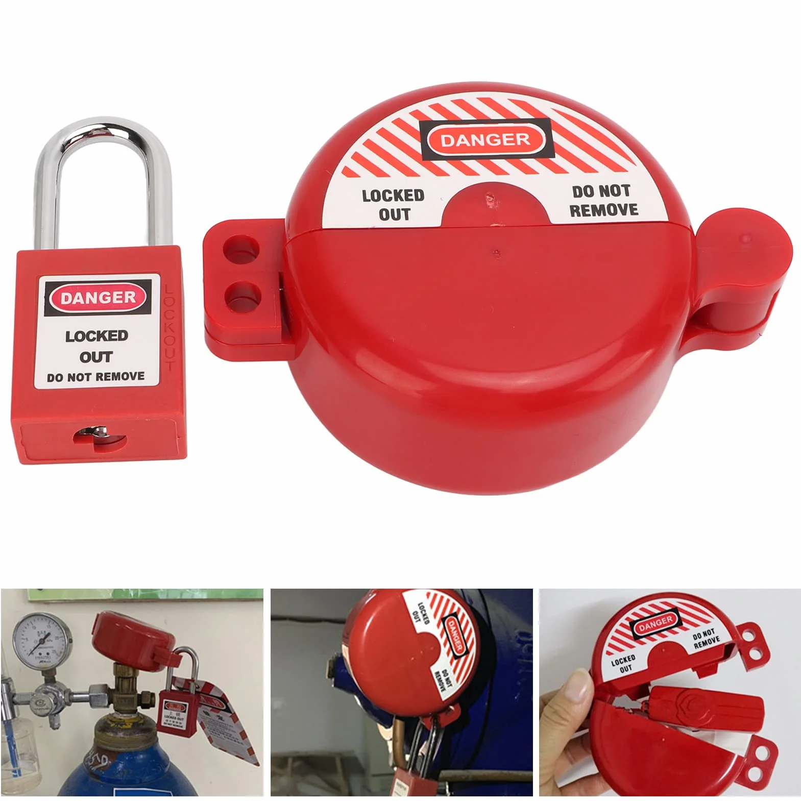 Ventilverriegelung mit Sicherheitsvorhängeschloss 1,1" Bis 3,15" Durchmesser Ventilverriegelung Tagout Hitzebeständig Schlagfest für Gaswasserhahn