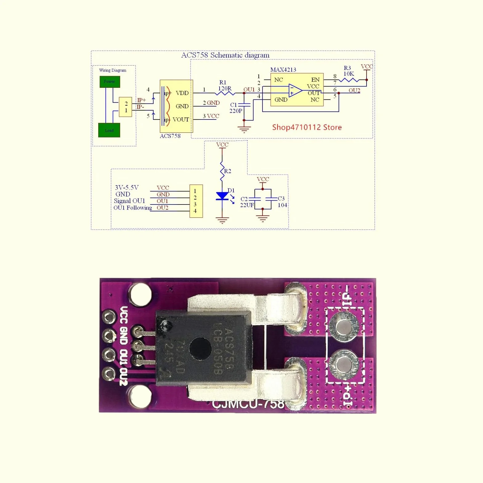 3 Stück ACS758LCB-050B-PFF-T Linearer Stromsensor,Hall Strom DIY Modul (3)