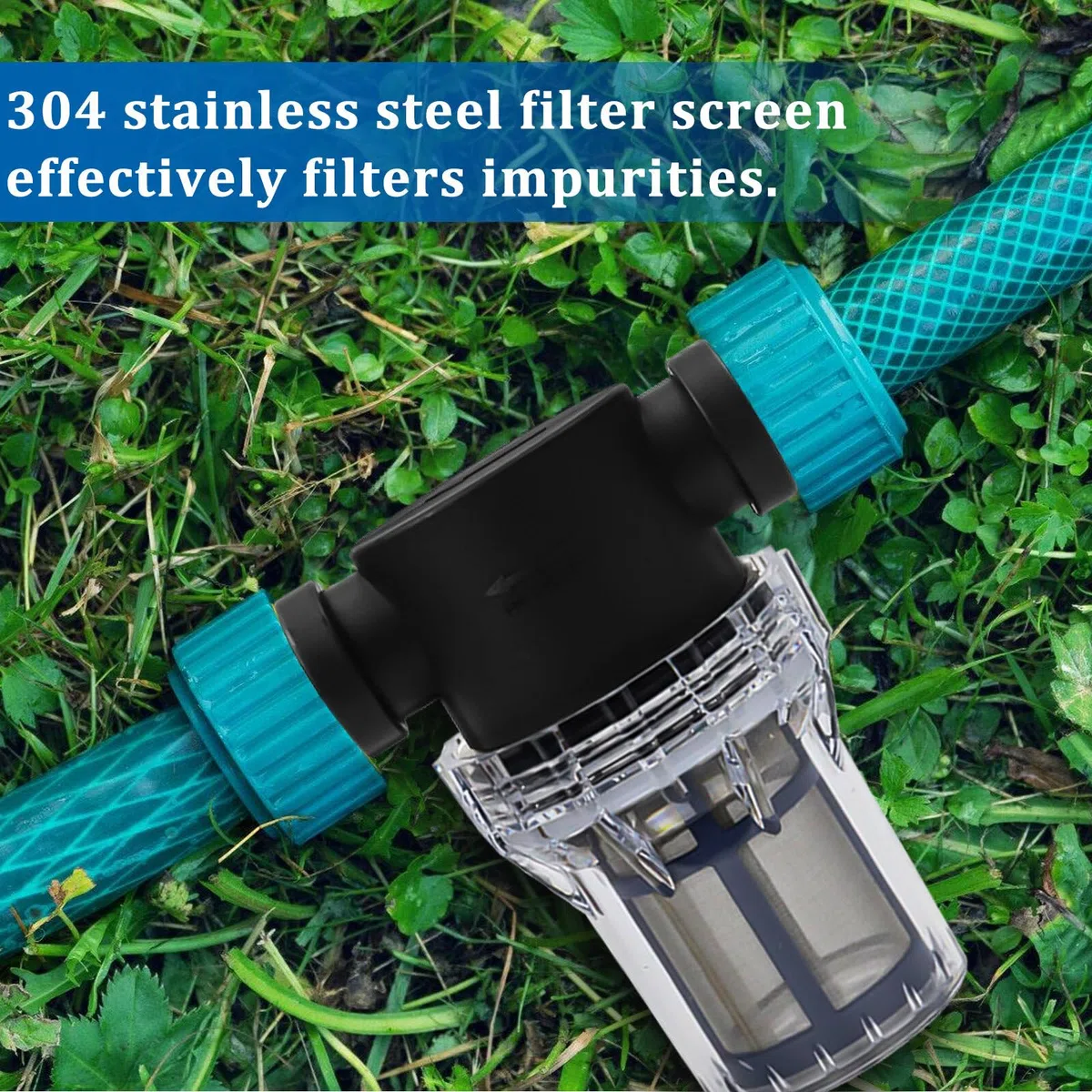 Vorfilter für Hauswasserwerke und Gartenpumpen mit 200 mesh Edelstahlsieb, Inline-Maschensieb Wasserpumpe Filter, 20 mm Wasserpumpenfilter, Filter Pumpe, Vorfilter (1 Stück)