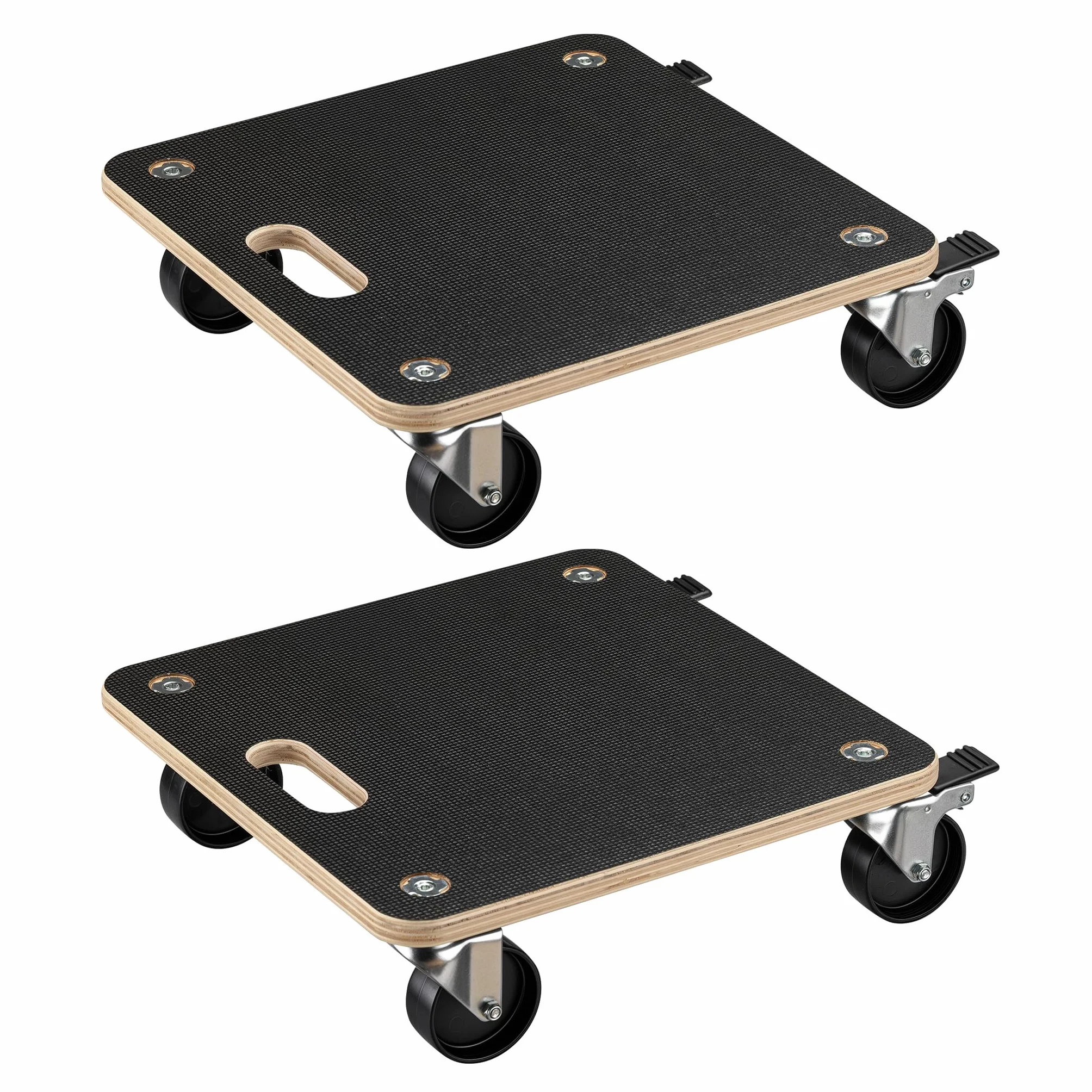 Wiltec 2X Transportroller 380 x 380 x 119 mm mit 250 kg Traglast je Möbelroller, Rollbrett aus Holz mit 4 Lenkrollen