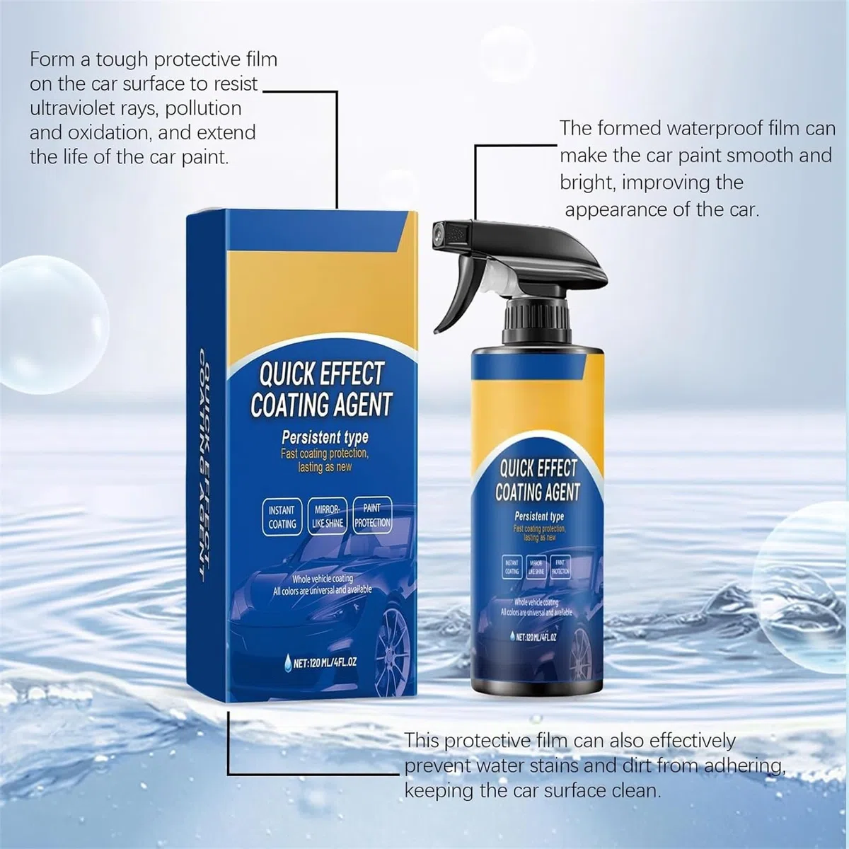 Advanced Car Quick-Acting Coating Agent Spray, 3 in 1 High Protection Quick Car Coating Spray, Multi-Functional Coating Renewal Agent for Cars, Restore Car Shine and Long-Lasting Protection (2Pcs)