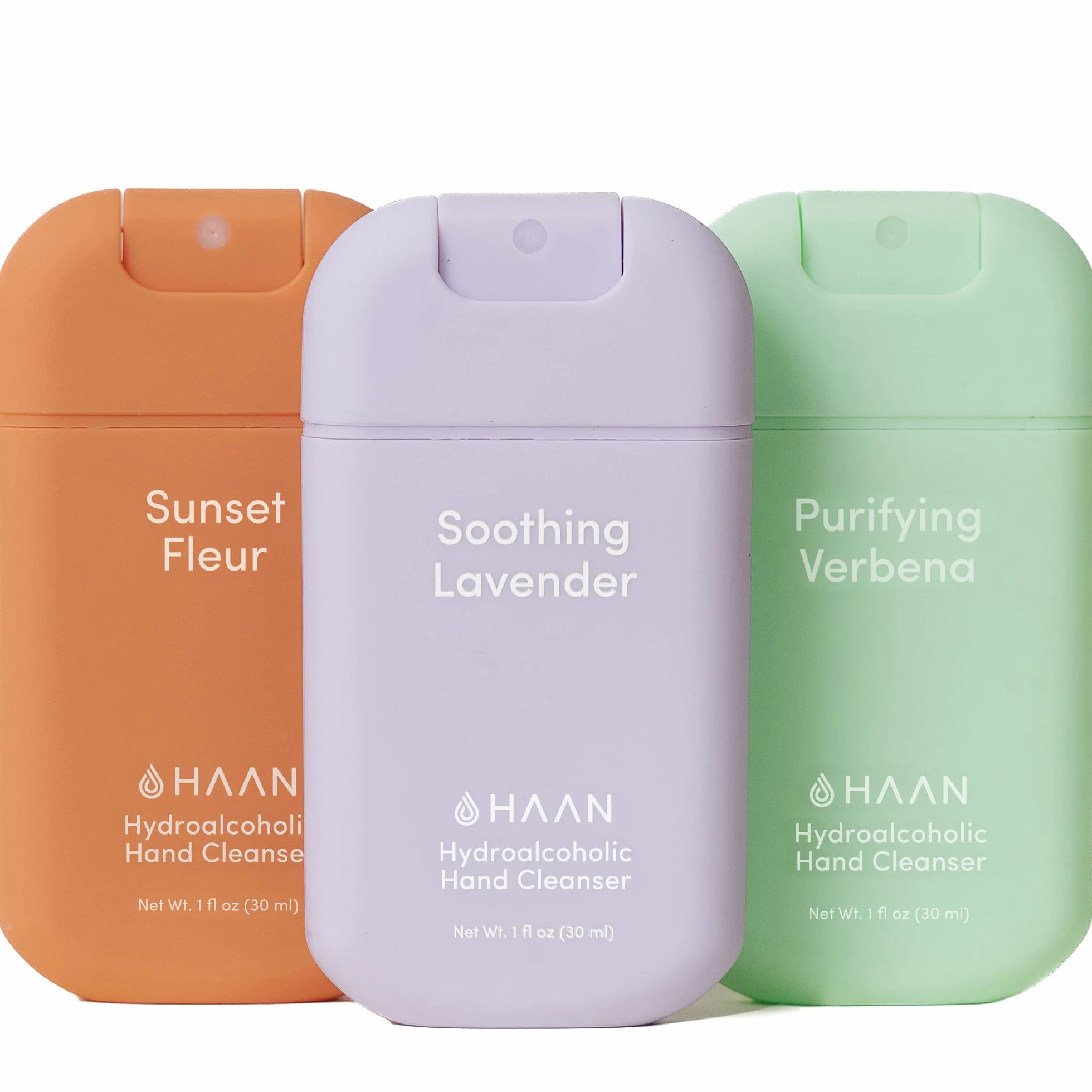 HAAN Hydroalkoholisches Handdesinfektionsmittel 30ml (Sunset Fleur + Purifying Verbena + Soothing Lavender)