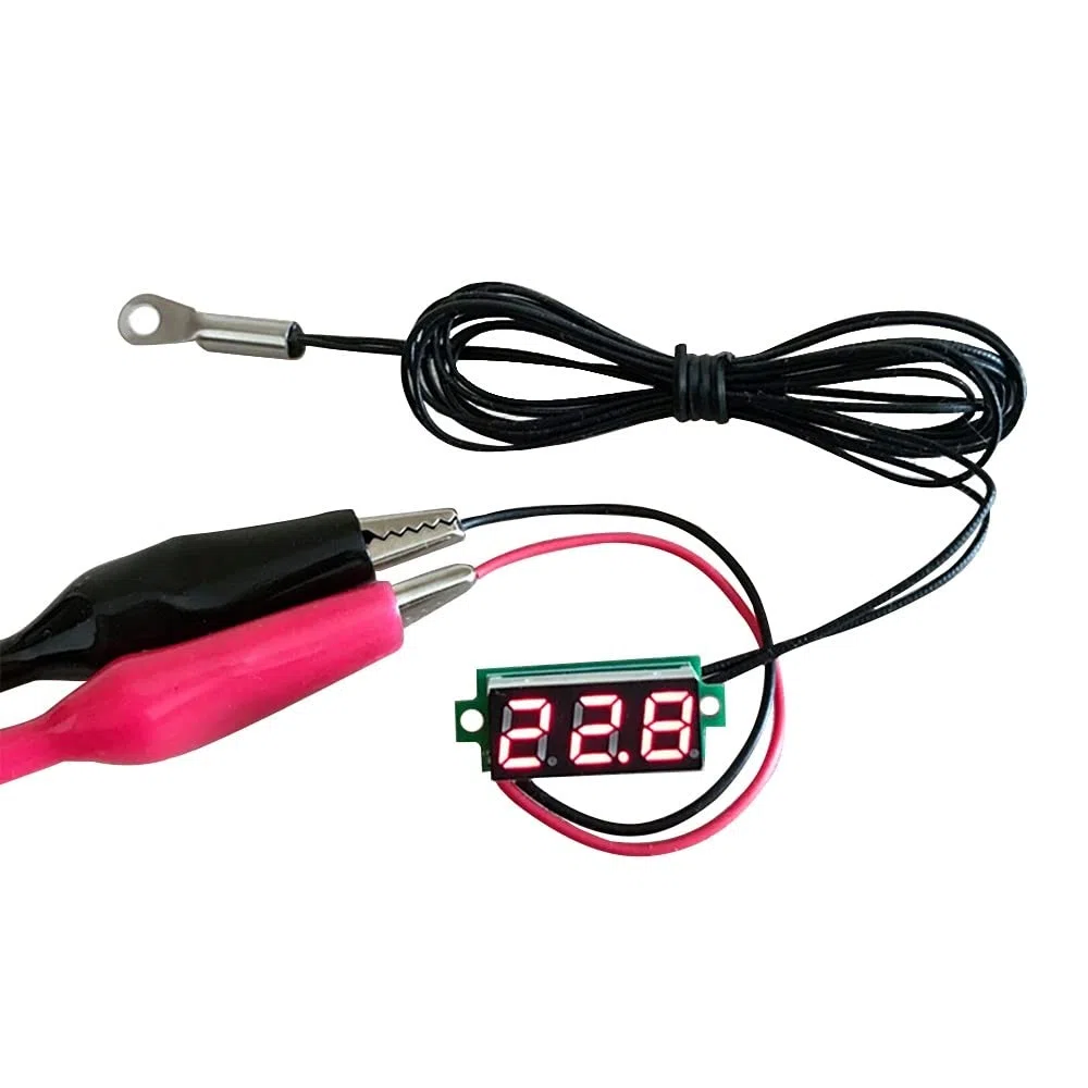 LED-Display Digitales Thermometer Modul, 0,28 Zoll DC 4V-28V Digital-Thermometer mit NTC Wasserdichter Temperaturfühler aus Metall