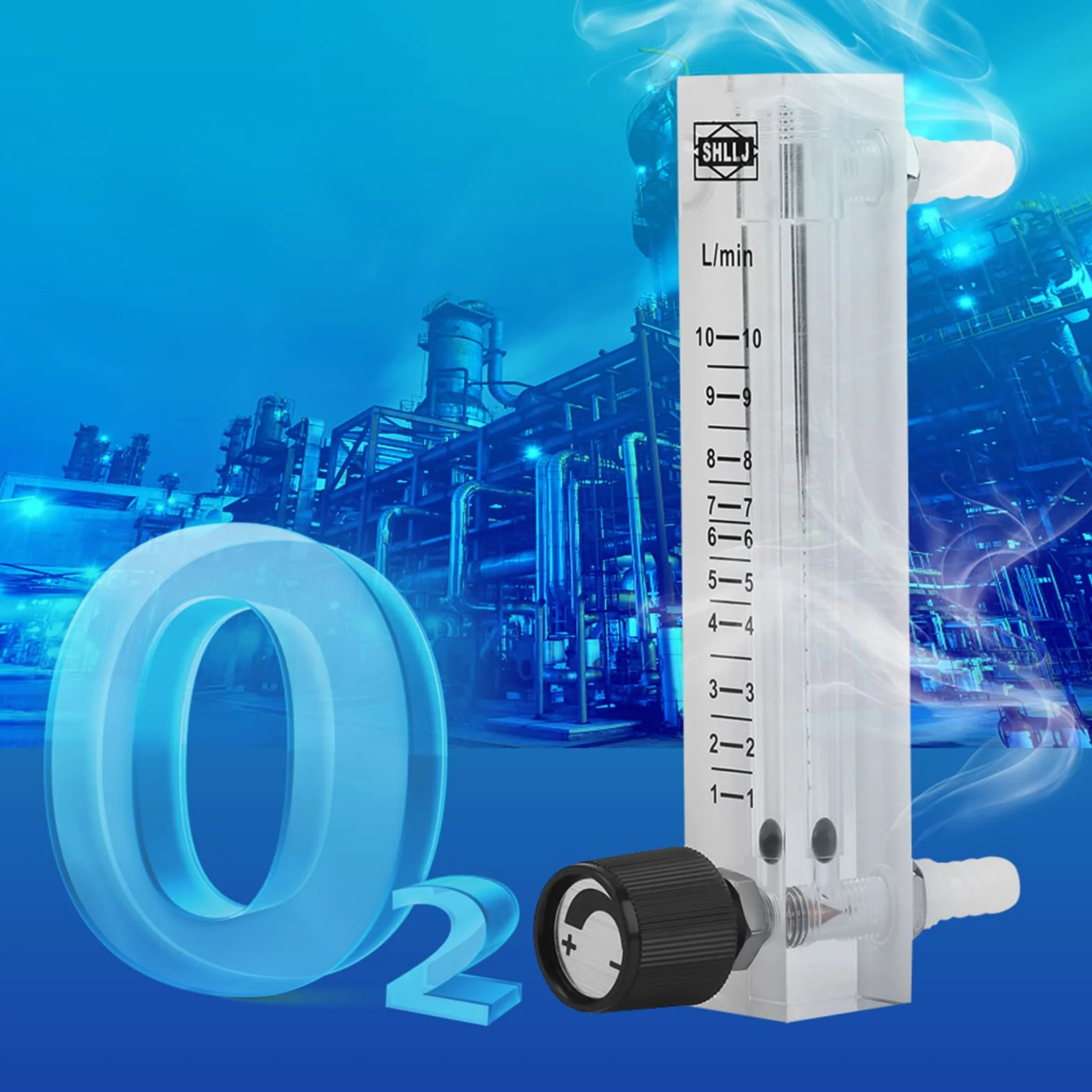 Gasdurchflussmesser, Durchflussmesser 1-10 LPM Durchflussmesser Rotameter Luftsauerstoff 0-15 L/min Durchflussmesser für Sauerstoff/Luft/Gas Acryl-Rotometer mit