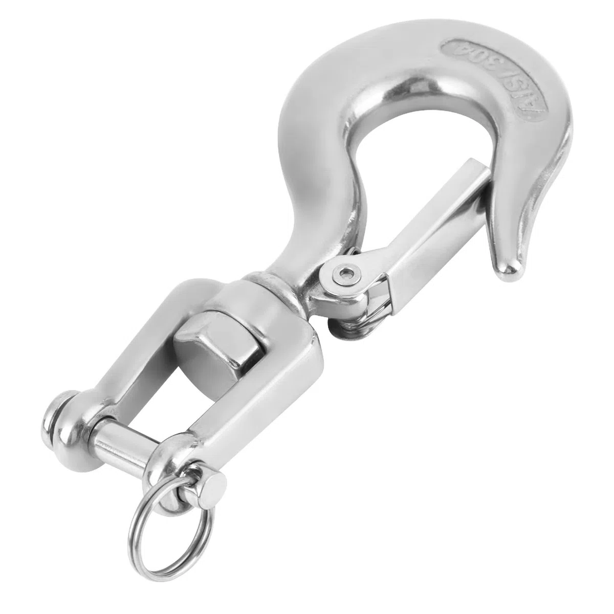 Kran Kettenhaken Lasthaken,Edelstahl34 Drehbarer Hebehaken aus Stahl 65 Kg/1 Kg Drehbarer Hebehaken aus mit Riegel-Rigging-Zubehör für Seilwinde Kran Forstketten(65kg)