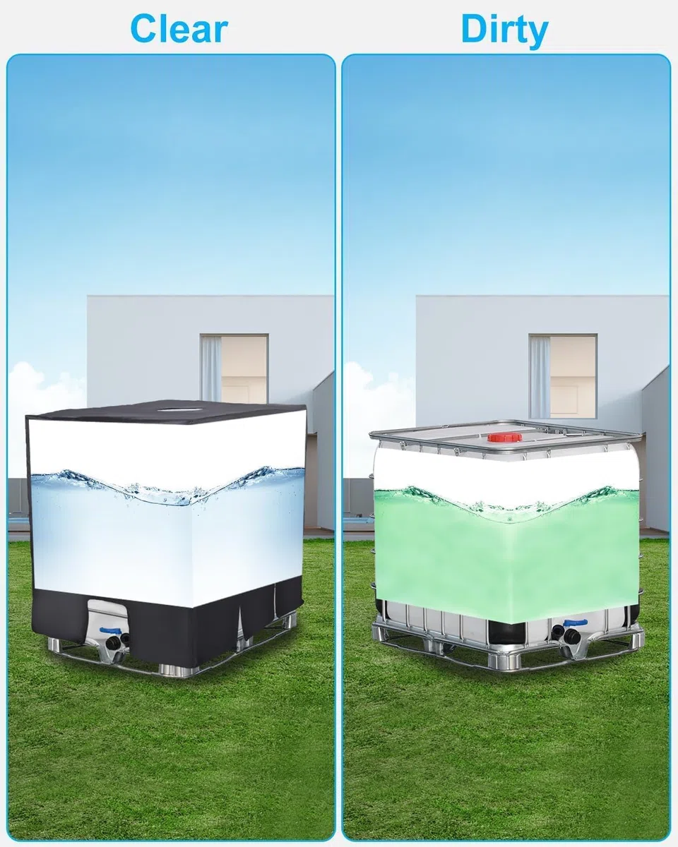 IBC Tank Abdeckung 1000L, IBC Container Zubehör, Wassertank UV-Schutzfolie, Regentonne Abdeckung, Schutzplane Regenwassertank, Geeignet Für 1000L IBC-Tank Container Cover (120 X 100 X 116 Cm)