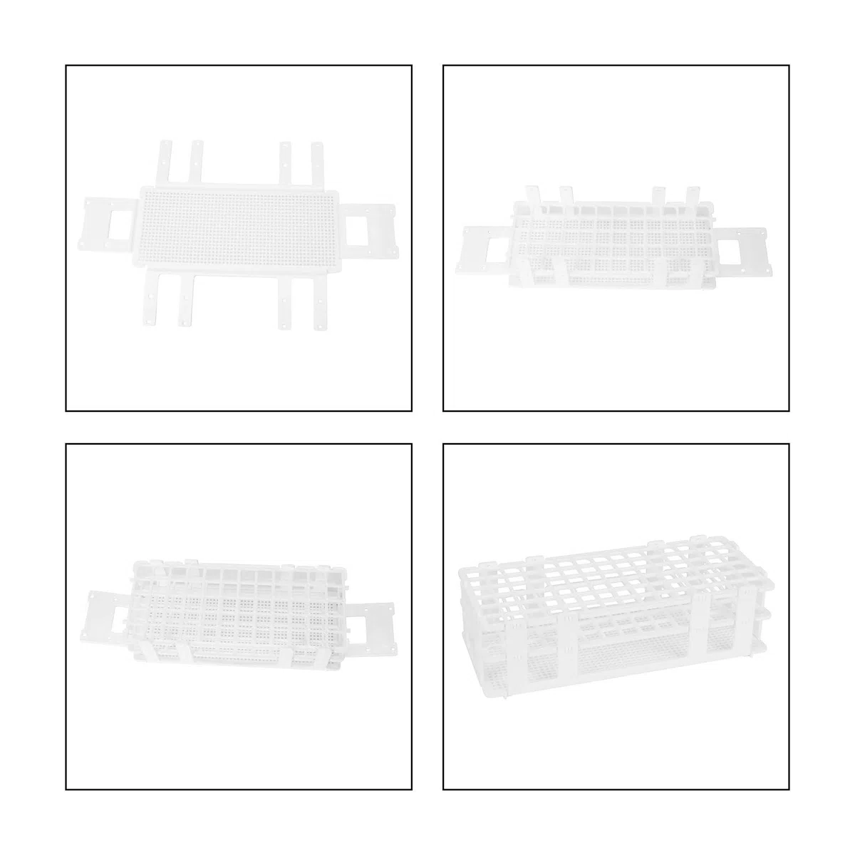 stonylab Reagenzglasständer, 13 mm 90-Plätze Weißer Kunststoffhalter-Ständer, 3-Stufiges Design und Abnehmbar, für den Laborgebrauch