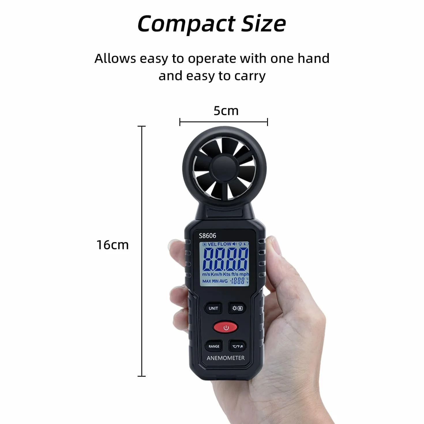 Mcbazel 3 in 1 Handheld Digital Anemometer Windmesser, Windmessgerät zur Messung der Windgeschwindigkeit, Temperatur, Windchill für HAVC, Drohne, Segeln, Angeln