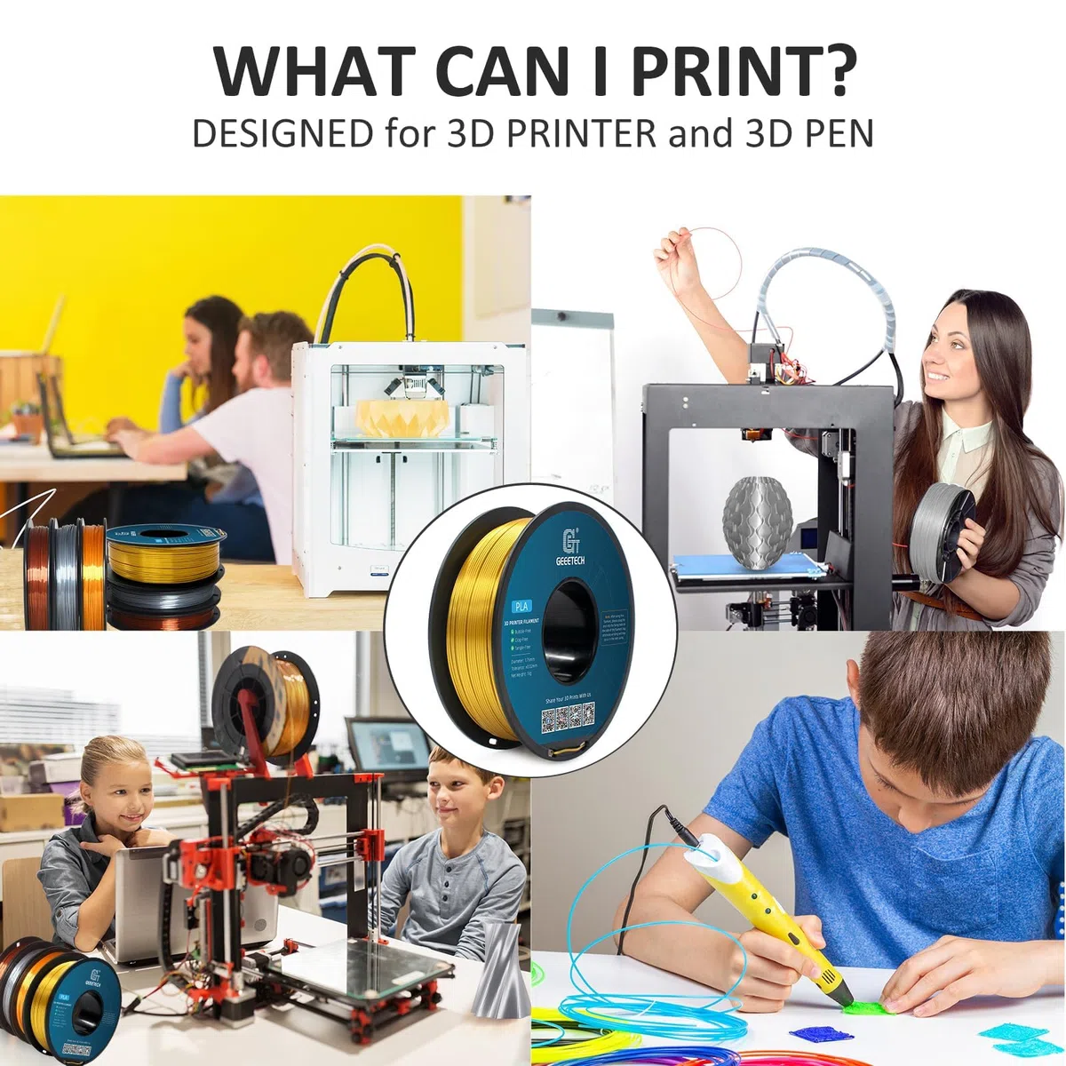 GEEETECH PLA filament 1,75mm Silk Gold für 3d Drucker 1KG Spool