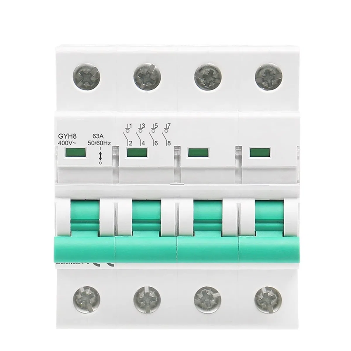 GYH8 Rail 4 Pole Trennschalter 400V Hauptschalter 63A 100A 125A Trennschalter 1St Leistungsschalter (Color : 63a, Size : 4Pole)
