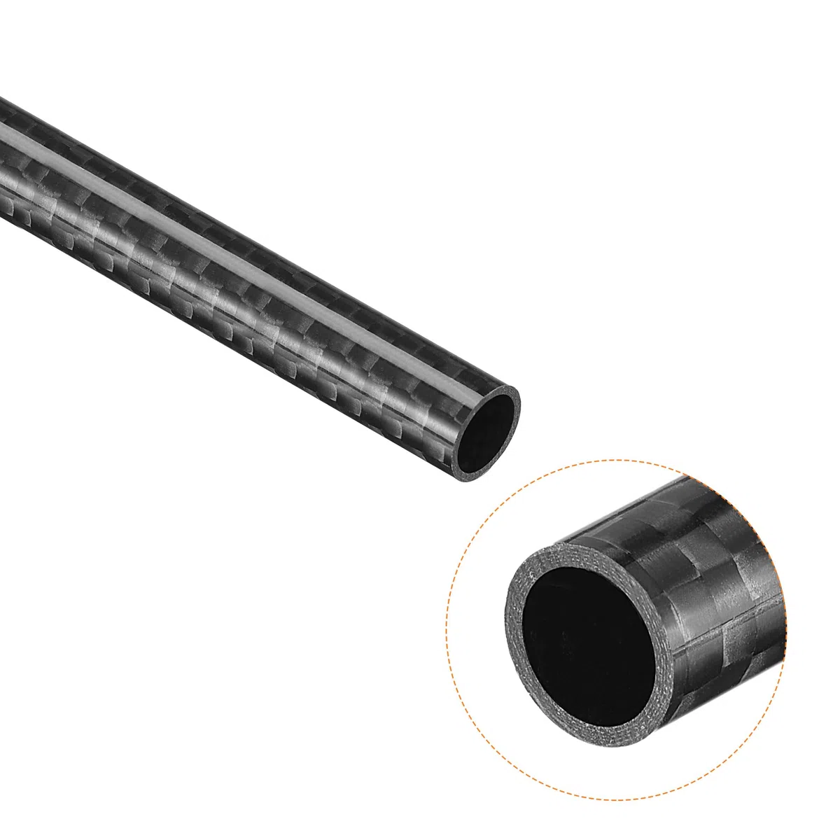 sourcing map 2Stk.Carbonfaser Rundrohr 8x6x330mm 3K Roll Eingewickelte glänzende Oberfläche für RC Airplane Quadcopter