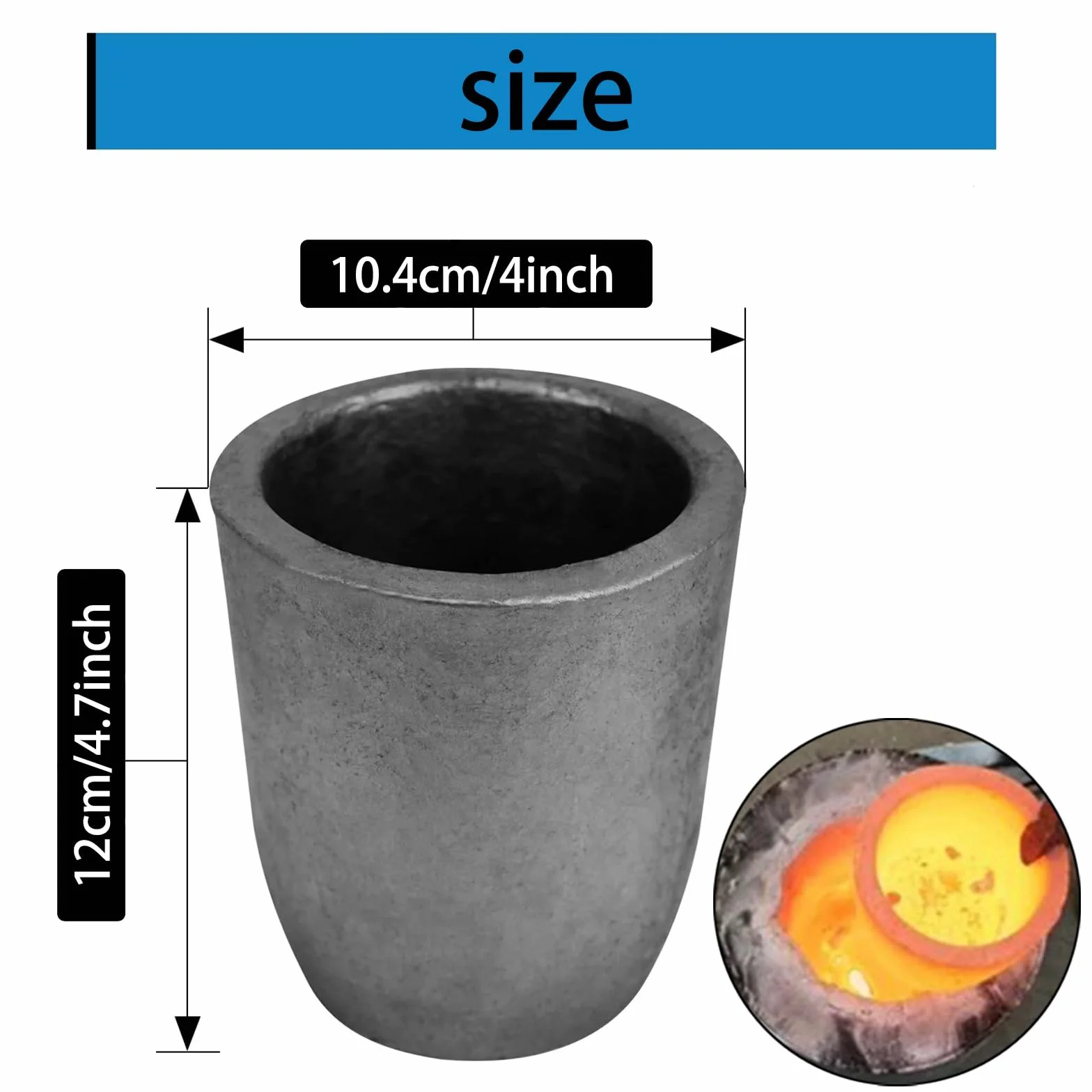 Gießerei Graphit Tiegel, Guss Tiegel, Ofentiegel Schmelztiegel, Becherform Siliziumkarbid Graphitofen Gießtiegel Schmelzwerkzeug (#3-3kg)