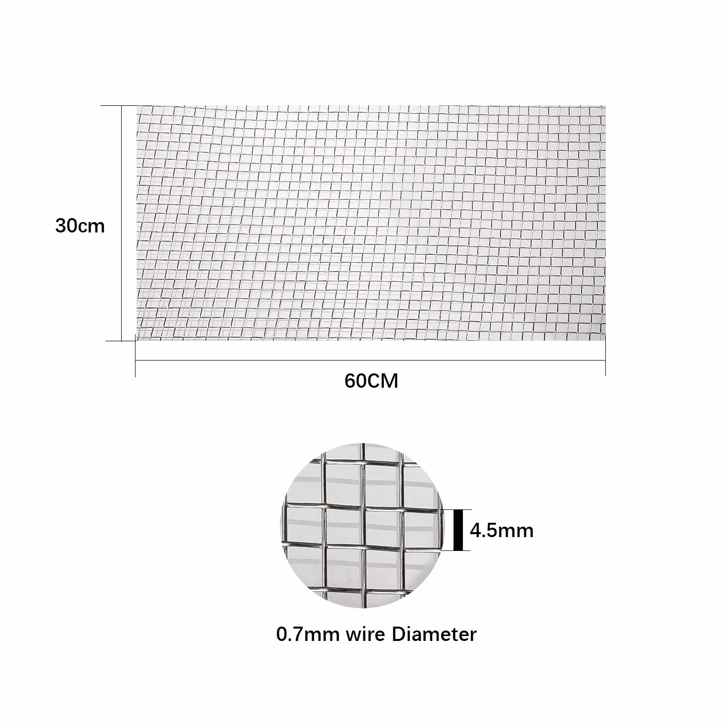 AIEX 304 Edelstahl Wire Mesh Drahtgitter Drahtgewebe 5 Mesh für Belüftung Schutzgitter Metall Wachmann Garten Bildschirm Schränke(30,5 x 61cm)