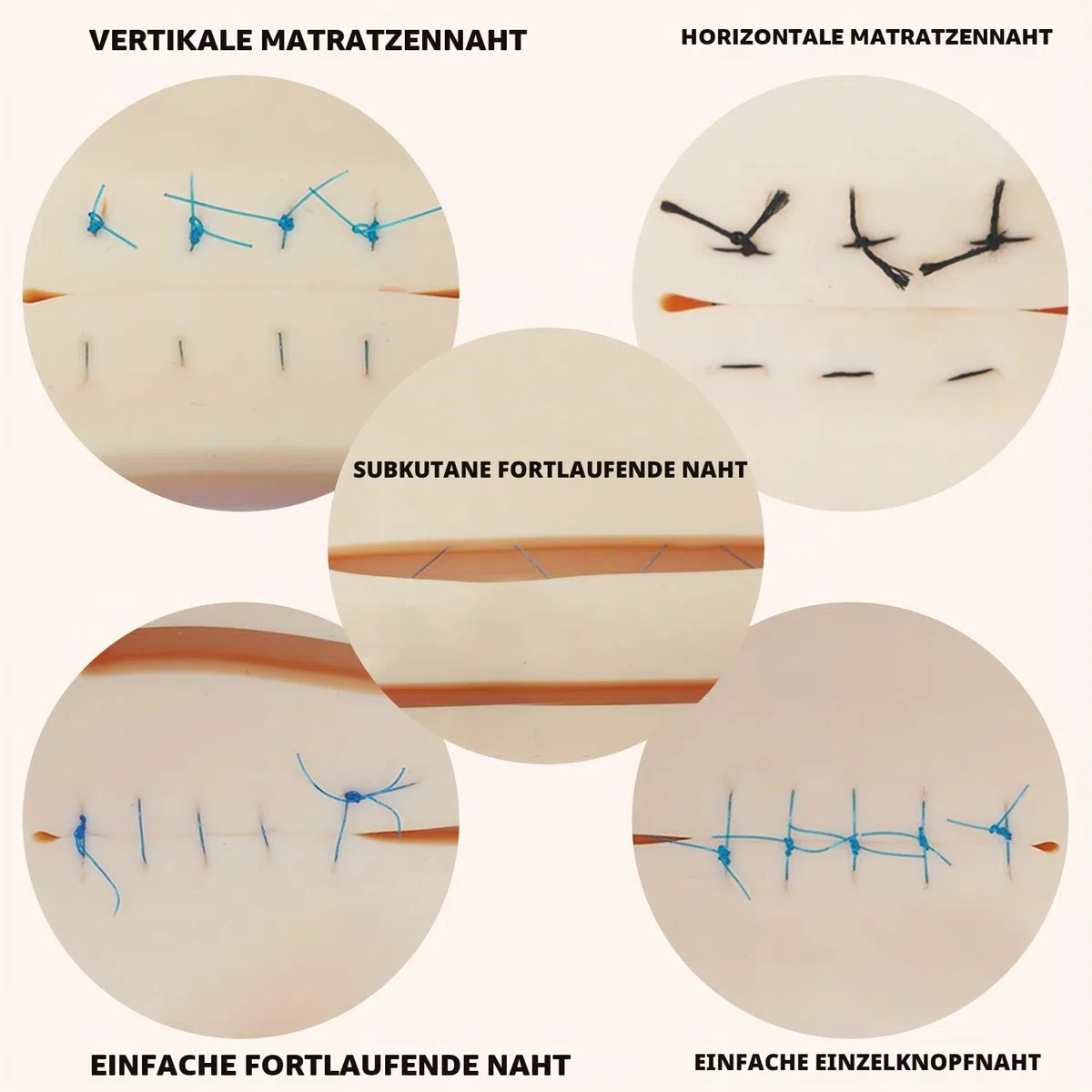 Medarchitect verbessertes großes 3-lagiges Nahtpolster mit Wunden zum Üben des Nähens - nicht leicht zu trennen, zu reißen oder zu reißen (mit Anti-Rutsch-Basis)
