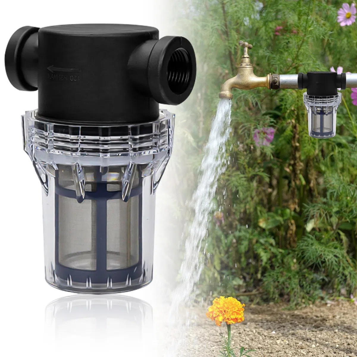 Vorfilter für Hauswasserwerke und Gartenpumpen mit 200 mesh Edelstahlsieb, Inline-Maschensieb Wasserpumpe Filter, 20 mm Wasserpumpenfilter, Filter Pumpe, Vorfilter (1 Stück)