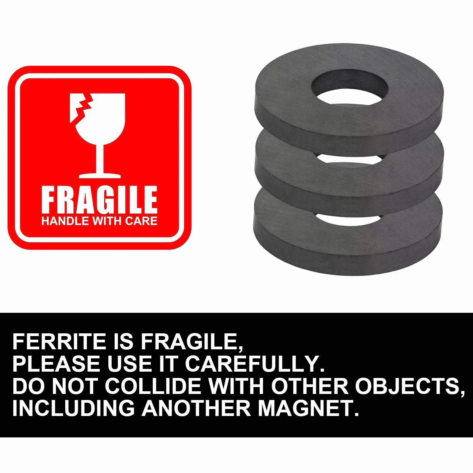 Aicharynic 10 Stück Ringmagnet, Ø 45 mm x 22mm x 8 mm Ferrit Ringmagnet mit Loch, Magnetring Strapazierfähig Ringmagnete Magnet Scheibe mit Loch Ring für Industrie, DIY, Basteln, Wissenschaftsprojekte