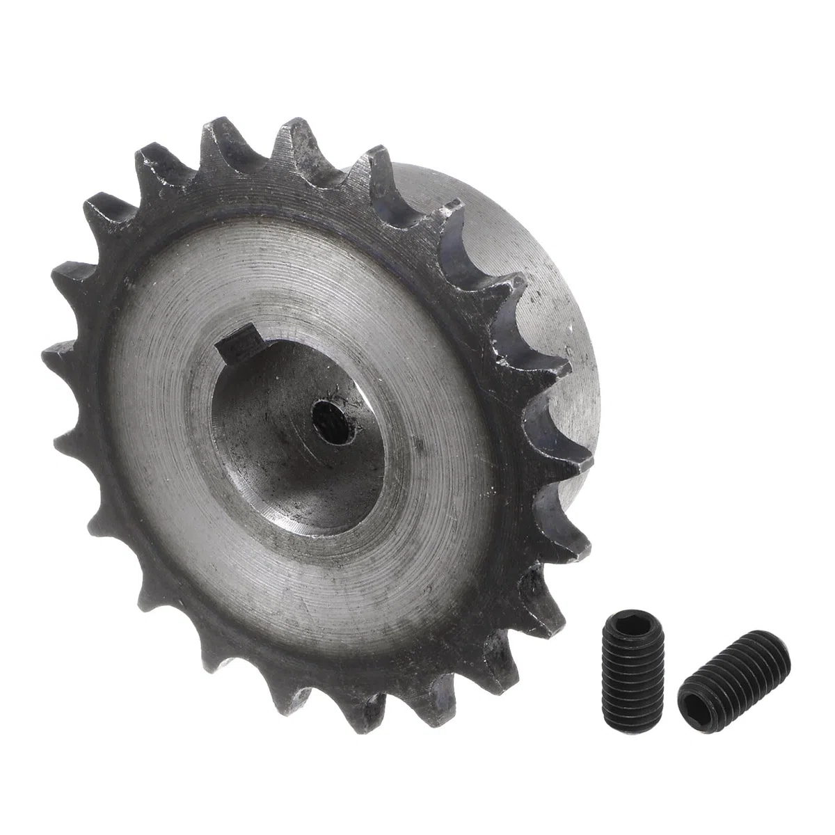 QUARKZMAN ISO/DIN 06B-1 Rollenkettenrad B-Typ, 20 mm Bohrung, 3/8" Teilung, A3-Stahl Einzelstrang-Rollenkettenrad gehärtet, 21 Zähne