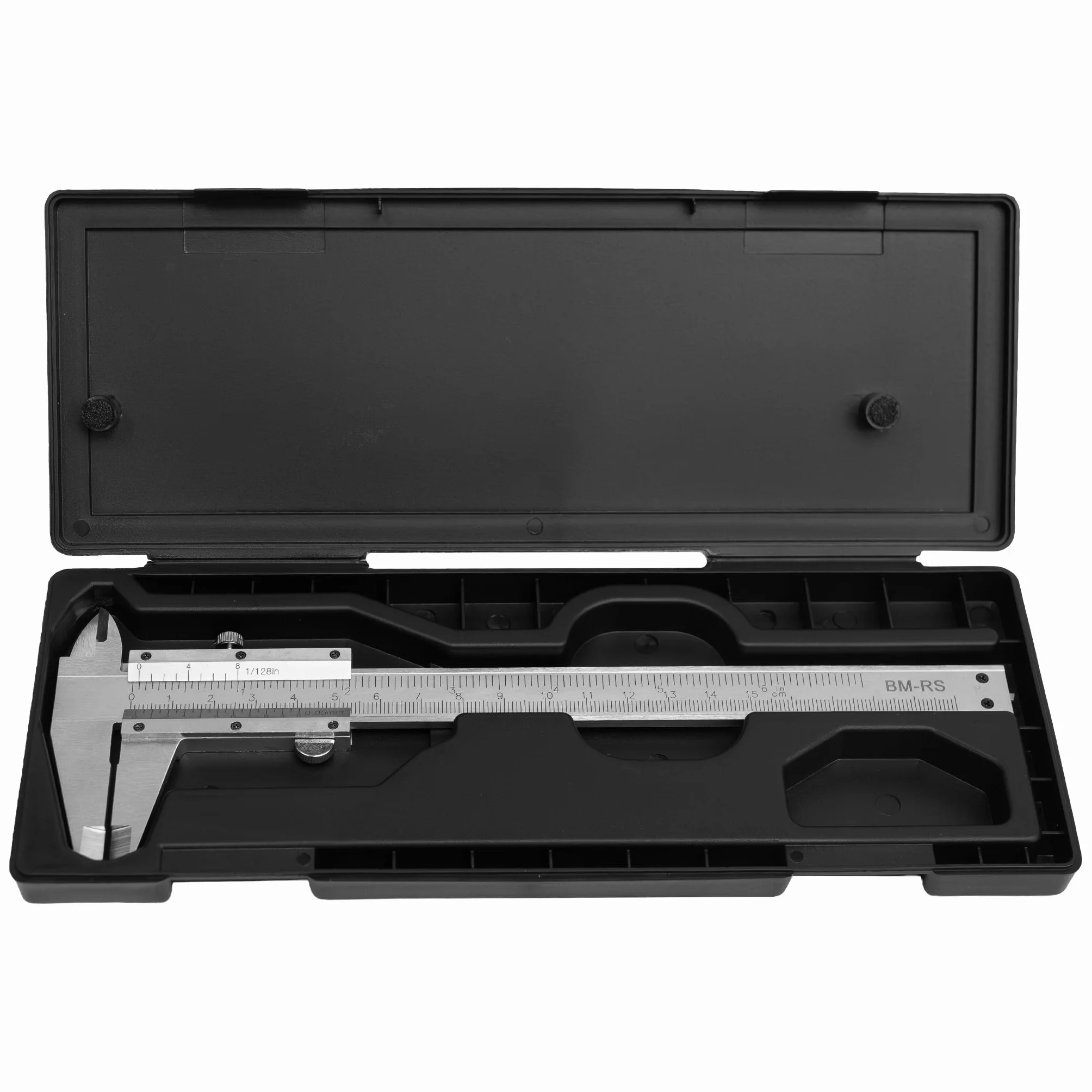 Brüder Mannesmann Messschieber 150 mm Edelstahl, Präzisions-Messwerkzeug mit Feststellrad, 0,05 mm Nonius, rostfrei, für Innen-, Außen- und Tiefenmessung, mit Aufbewahrungskassette | M 825-150